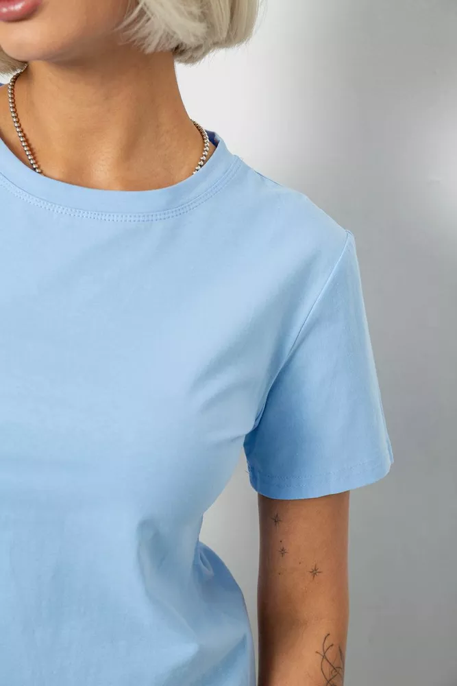 Купить Футболка женская однотонная, цвет голубой, 204R3333 - Фото №5