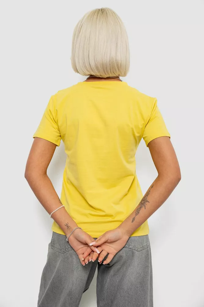 Купить Футболка женская однотонная, цвет горчичный, 204R3333 - Фото №4