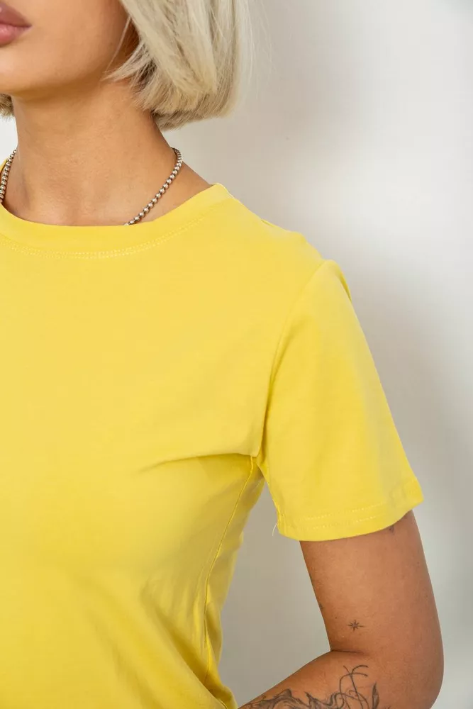 Купить Футболка женская однотонная, цвет горчичный, 204R3333 - Фото №5