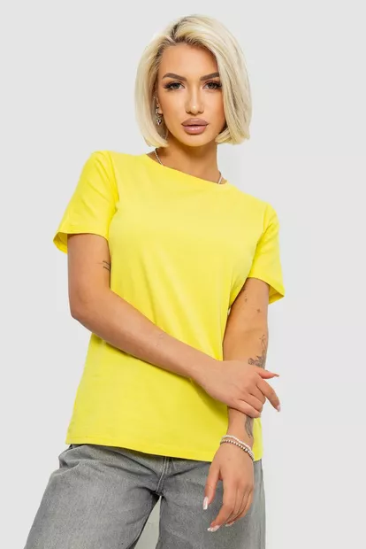 Футболка женская однотонная, цвет желтый, 204R3333
