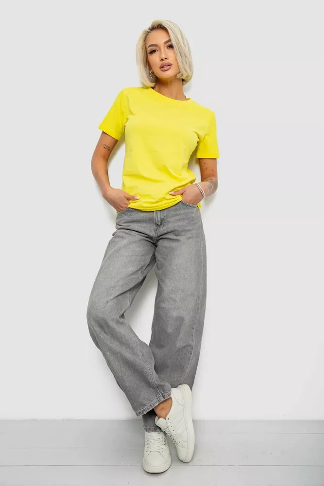 Купить Футболка женская однотонная, цвет желтый, 204R3333 - Фото №2