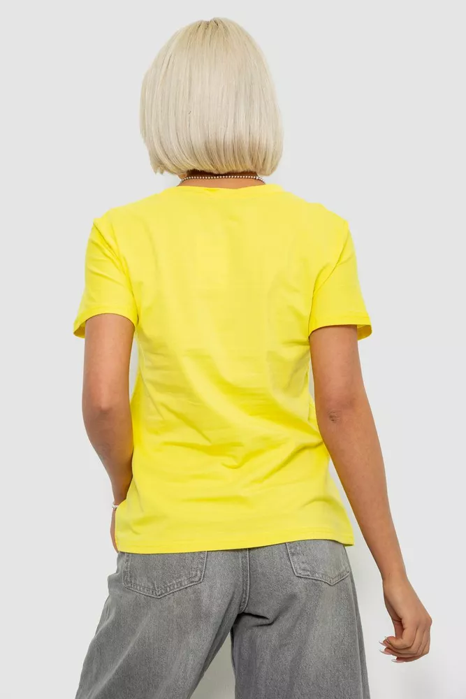 Купить Футболка женская однотонная, цвет желтый, 204R3333 - Фото №4