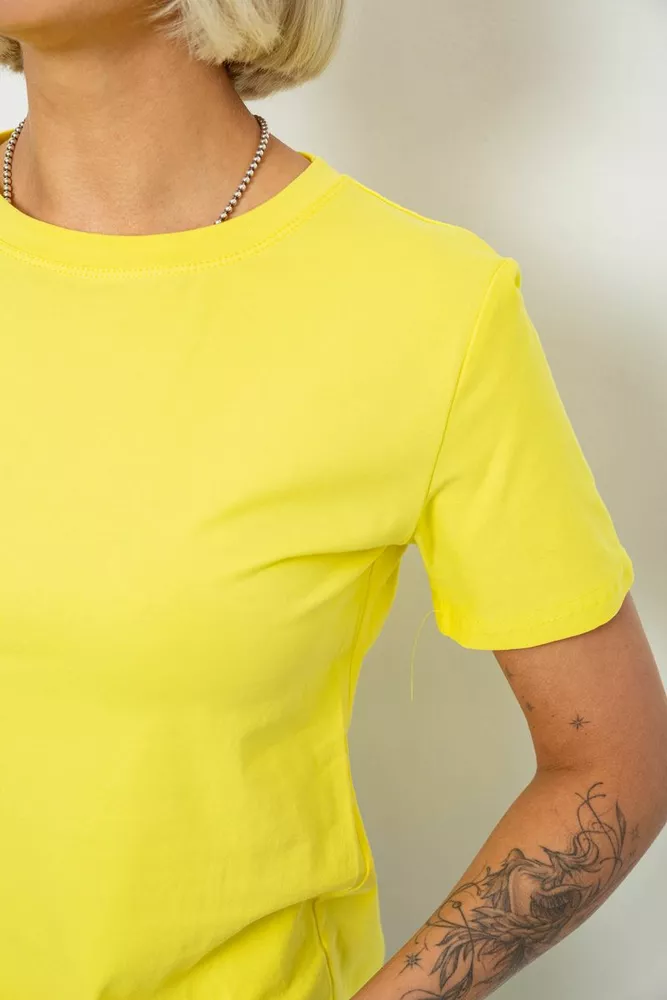 Купить Футболка женская однотонная, цвет желтый, 204R3333 - Фото №5
