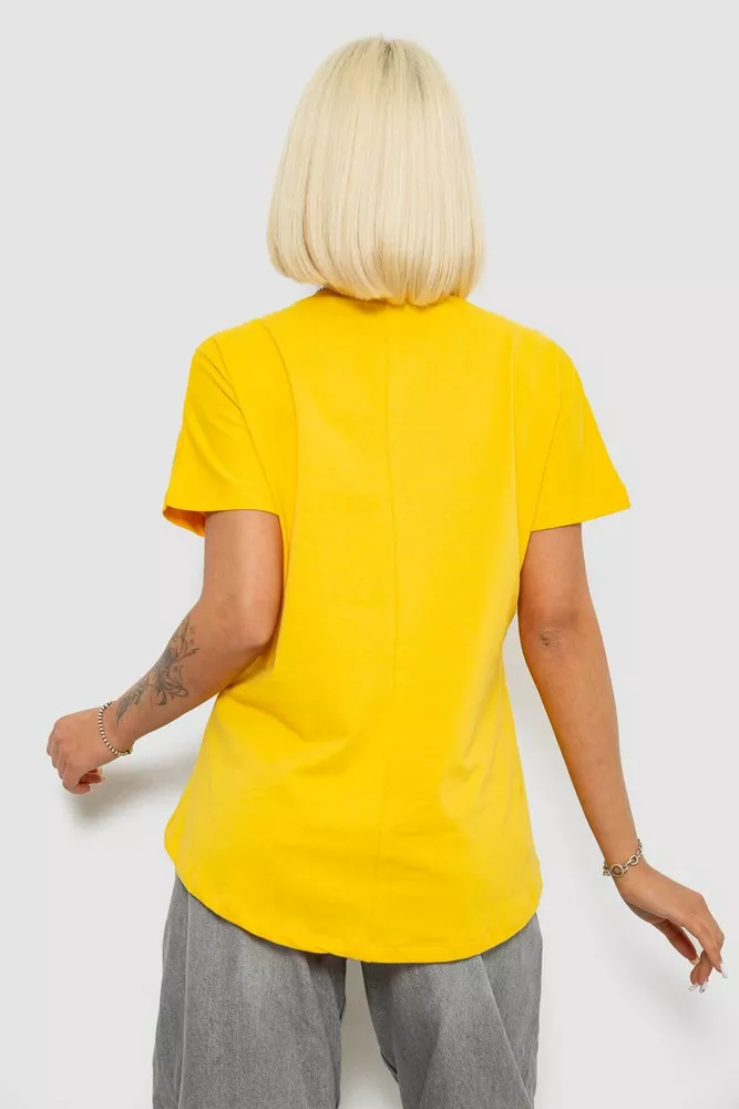 Купить Футболка женская с принтом, цвет желтый, 244R2057 - Фото №4