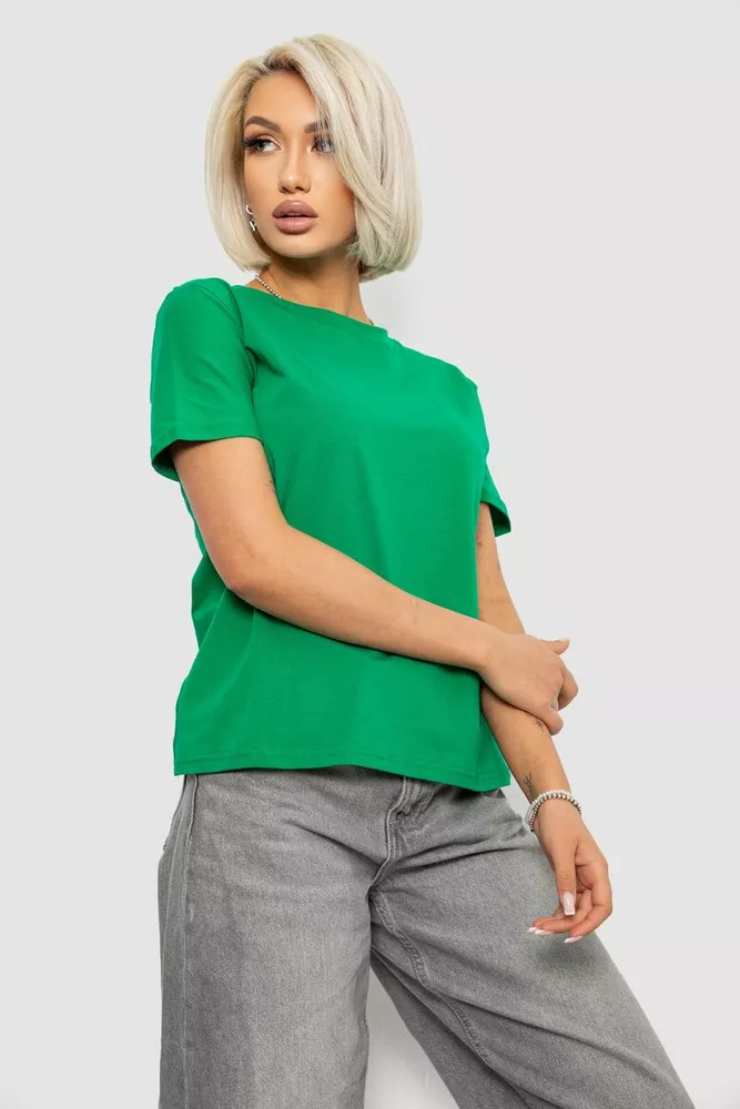 Купить Футболка женская однотонная, цвет зеленый, 204R3333 - Фото №3