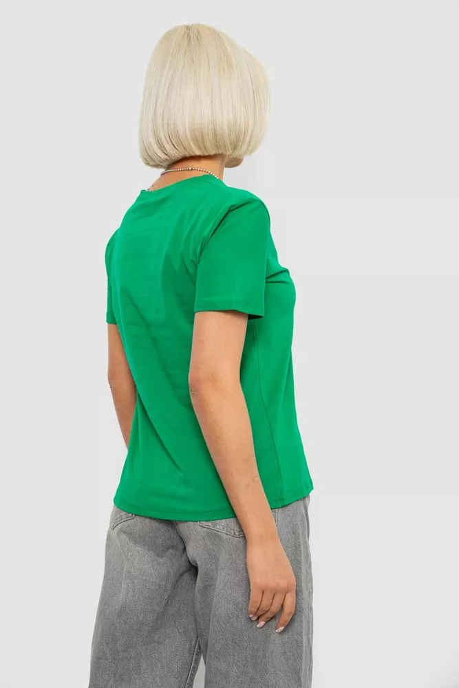 Купить Футболка женская однотонная, цвет зеленый, 204R3333 - Фото №4