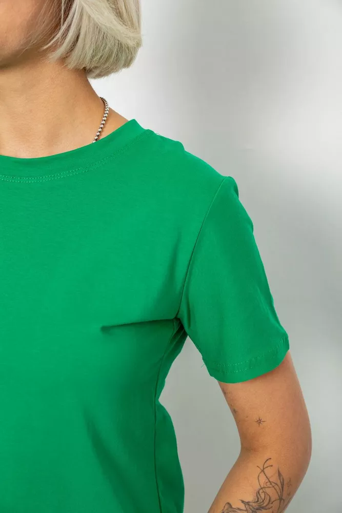 Купить Футболка женская однотонная, цвет зеленый, 204R3333 - Фото №5