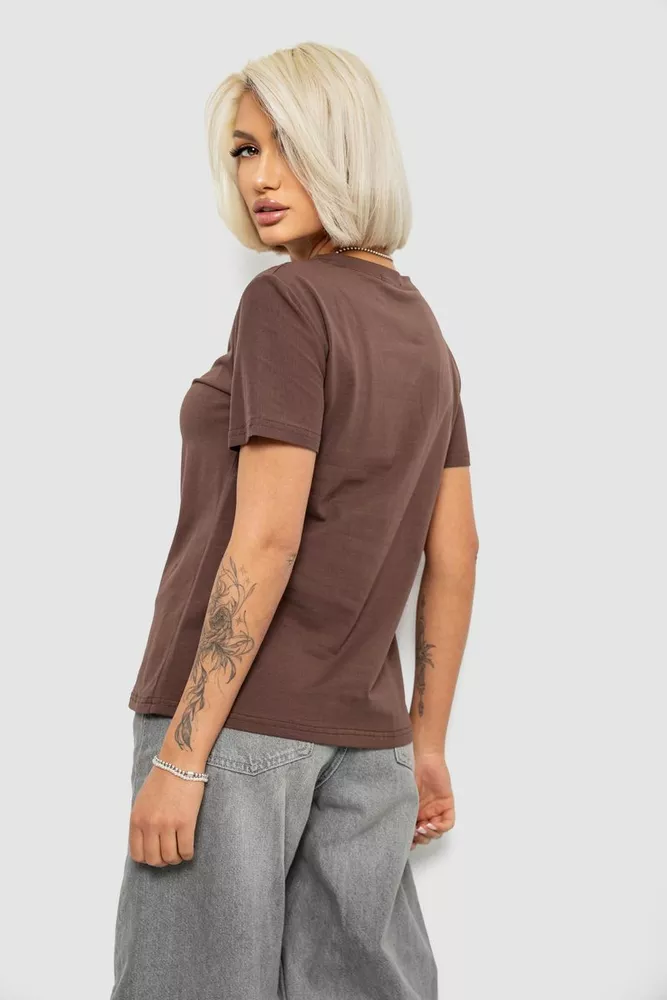 Купить Футболка женская однотонная, цвет коричневый, 204R3333 - Фото №4