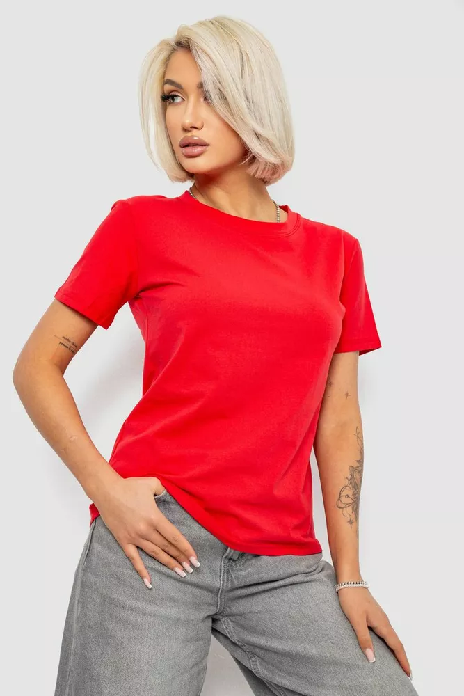 Купить Футболка женская однотонная, цвет красный, 204R3333 - Фото №1