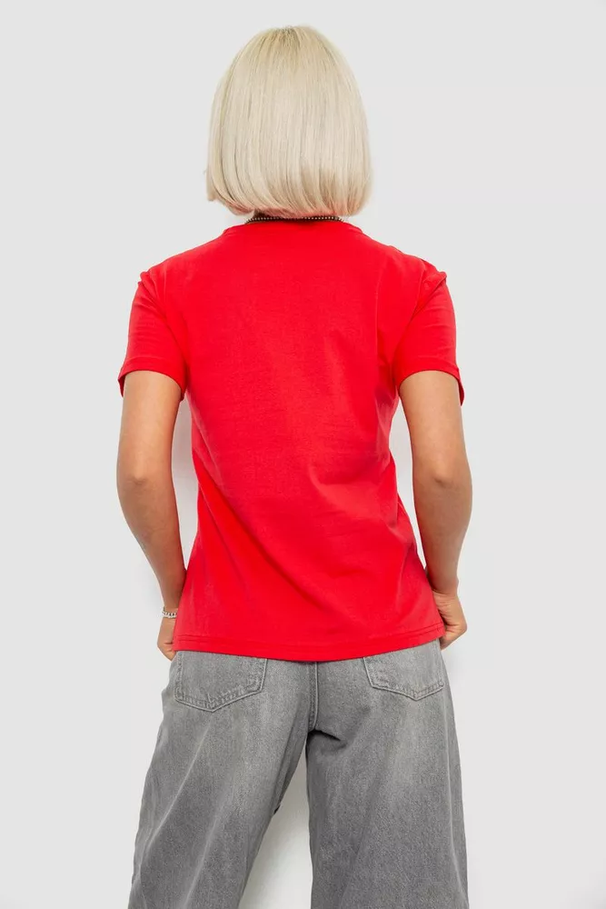Купить Футболка женская однотонная, цвет красный, 204R3333 - Фото №4
