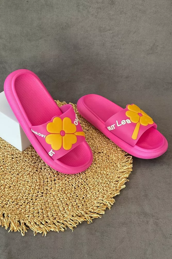 Купить Шлепанцы женские с аппликацей, цвет розовый, 243R5028-19A - Фото №1