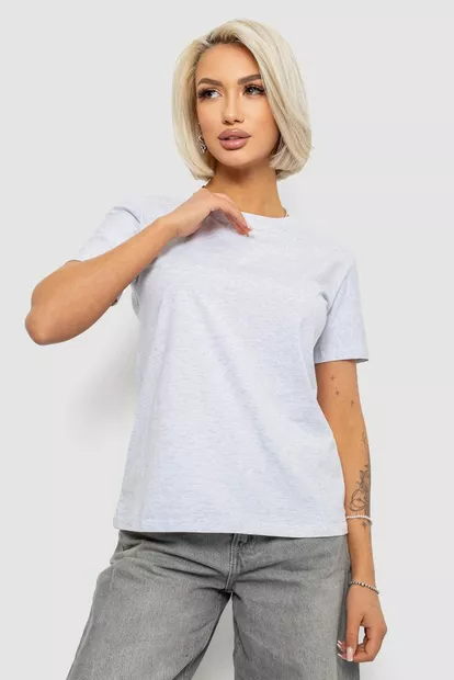 Футболка женская однотонная, цвет светло-серый, 204R3333