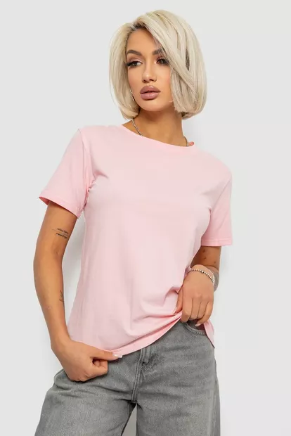Футболка женская однотонная, цвет светло-розовый, 204R3333