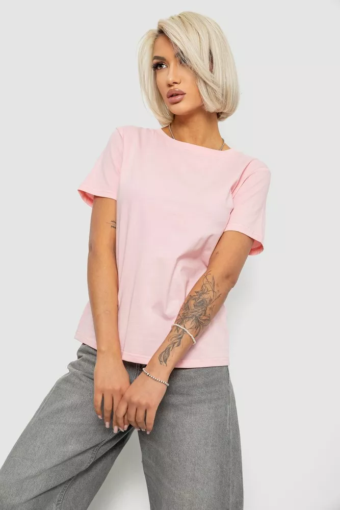 Купить Футболка женская однотонная, цвет светло-розовый, 204R3333 - Фото №3