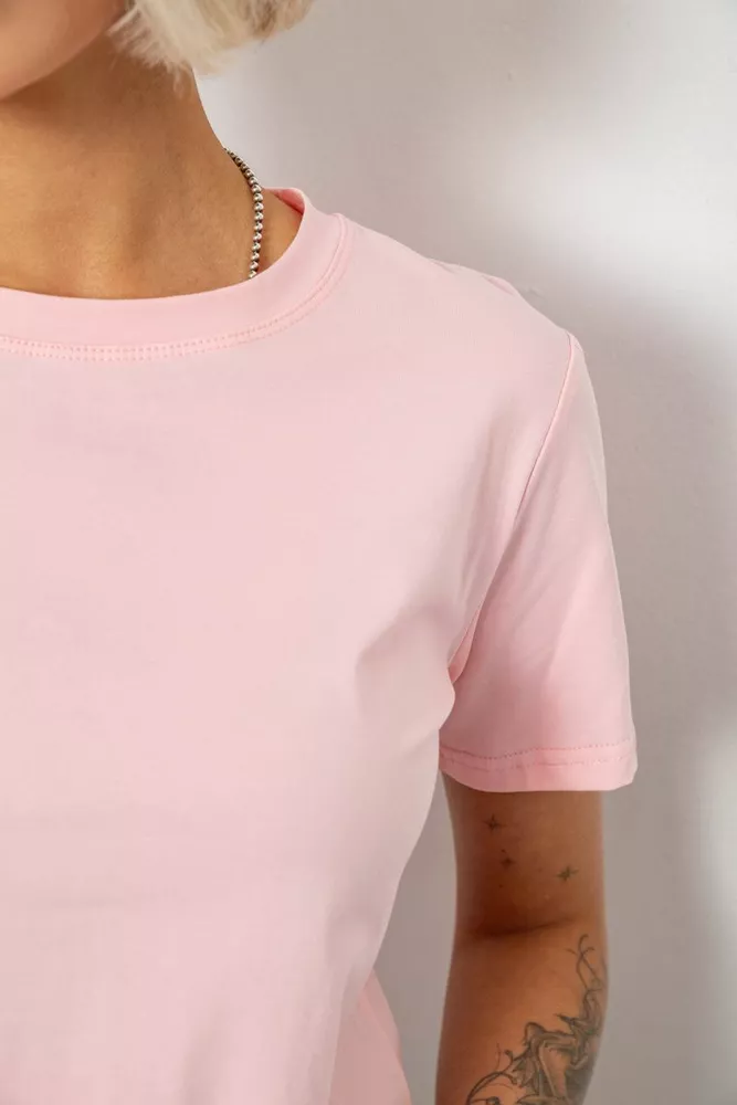 Купить Футболка женская однотонная, цвет светло-розовый, 204R3333 - Фото №5