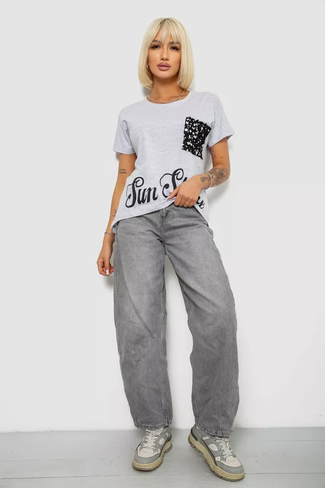 Купить Футболка женская с принтом, цвет серый, 244R2057 - Фото №2