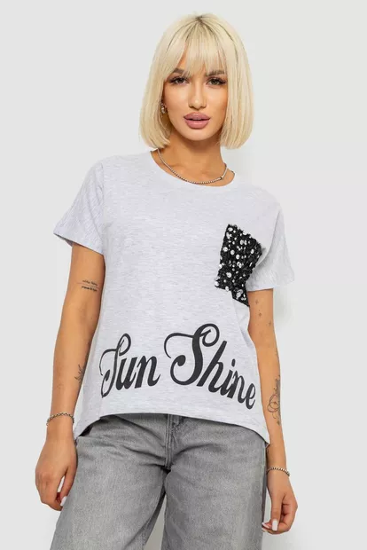 Футболка женская с принтом, цвет серый, 244R2057