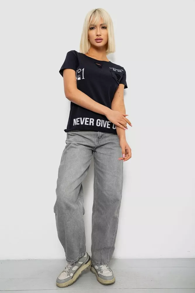 Купить Футболка женская с принтом, цвет синий, 244R2214-6 - Фото №2