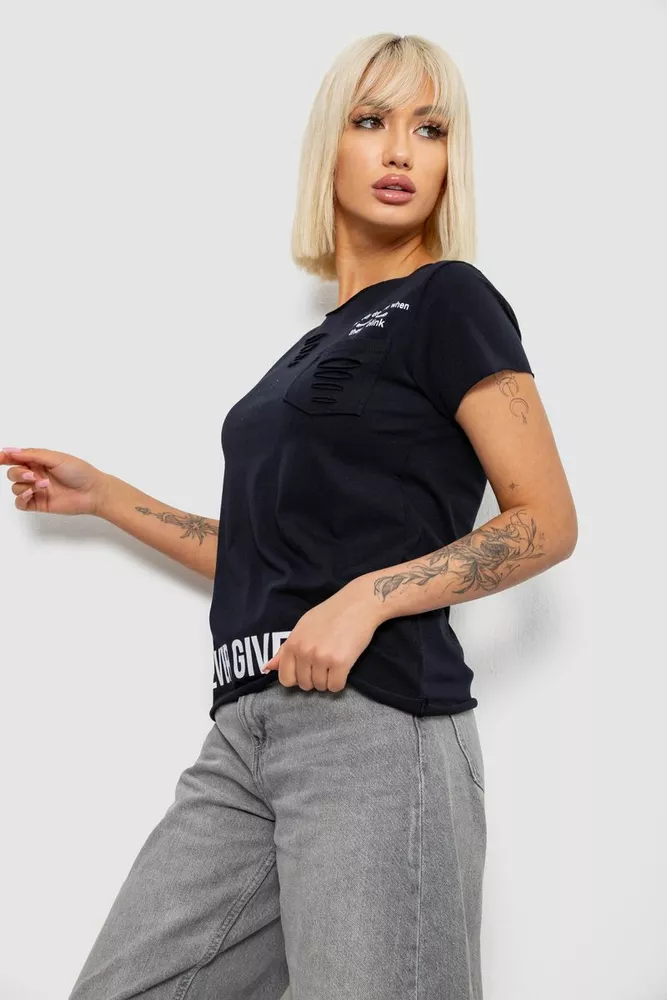 Купить Футболка женская с принтом, цвет синий, 244R2214-6 - Фото №3