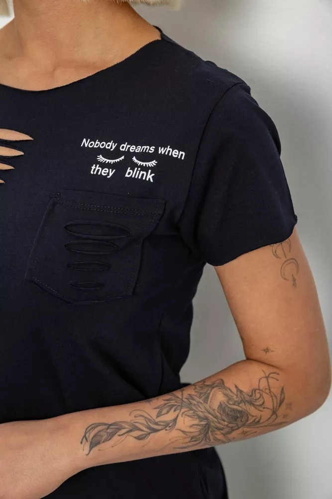 Купить Футболка женская с принтом, цвет синий, 244R2214-6 - Фото №5