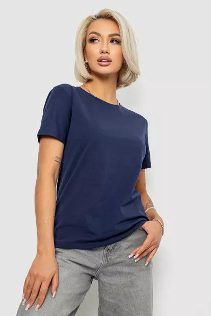 Футболка женская однотонная, цвет синий, 204R3333