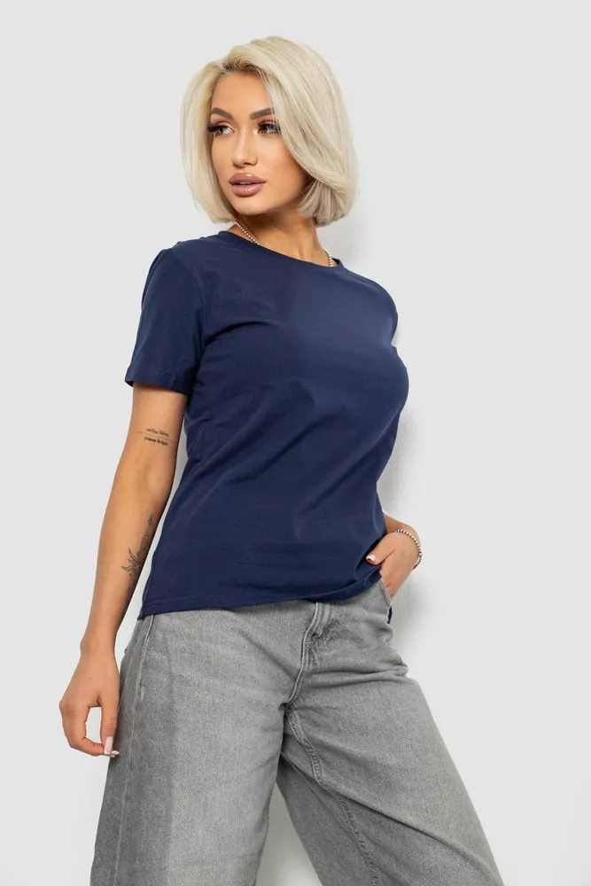 Купить Футболка женская однотонная, цвет синий, 204R3333 - Фото №3