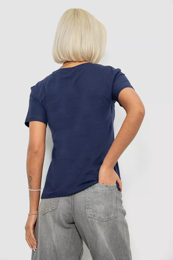 Купить Футболка женская однотонная, цвет синий, 204R3333 - Фото №4