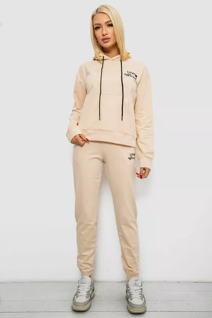 Спортивный костюм женский двухнитка, цвет бежевый, 214R1419-005