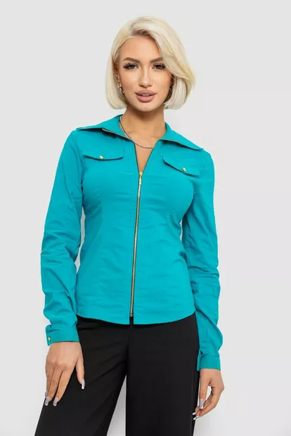 Сорочка жіноча однотонна, колір бірюзовий, 230R303