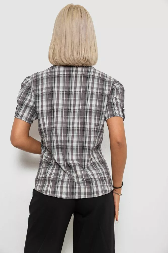 Купити Сорочка жіноча в клітку, колір сірий, 230R065-5 оптом - Фото №4