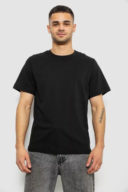 Футболка мужская однотонная, цвет черный, 241R1900