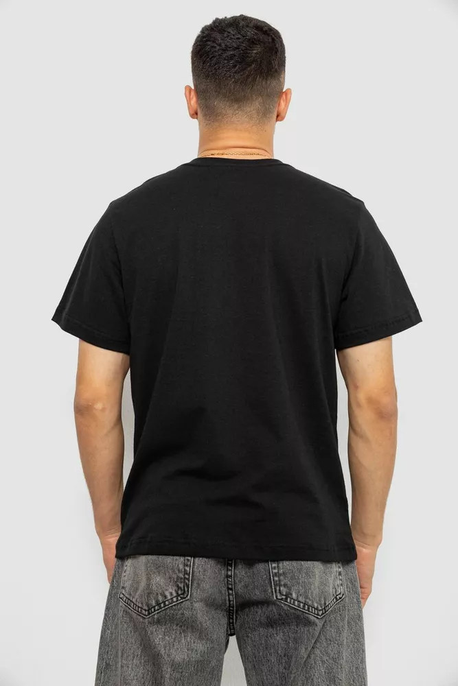 Купити Футболка чоловіча однотонна, колір чорний, 241R1900 - Фото №4