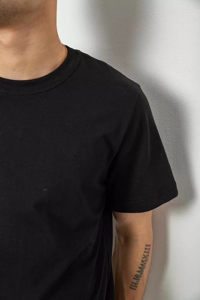 Купити Футболка чоловіча однотонна, колір чорний, 241R1900 - Фото №5