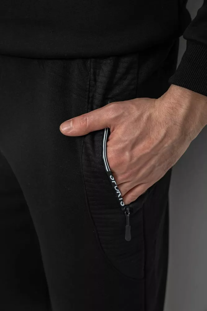 Купить Спортивные штаны мужские на флисе, цвет черный, 244R6120 - Фото №5