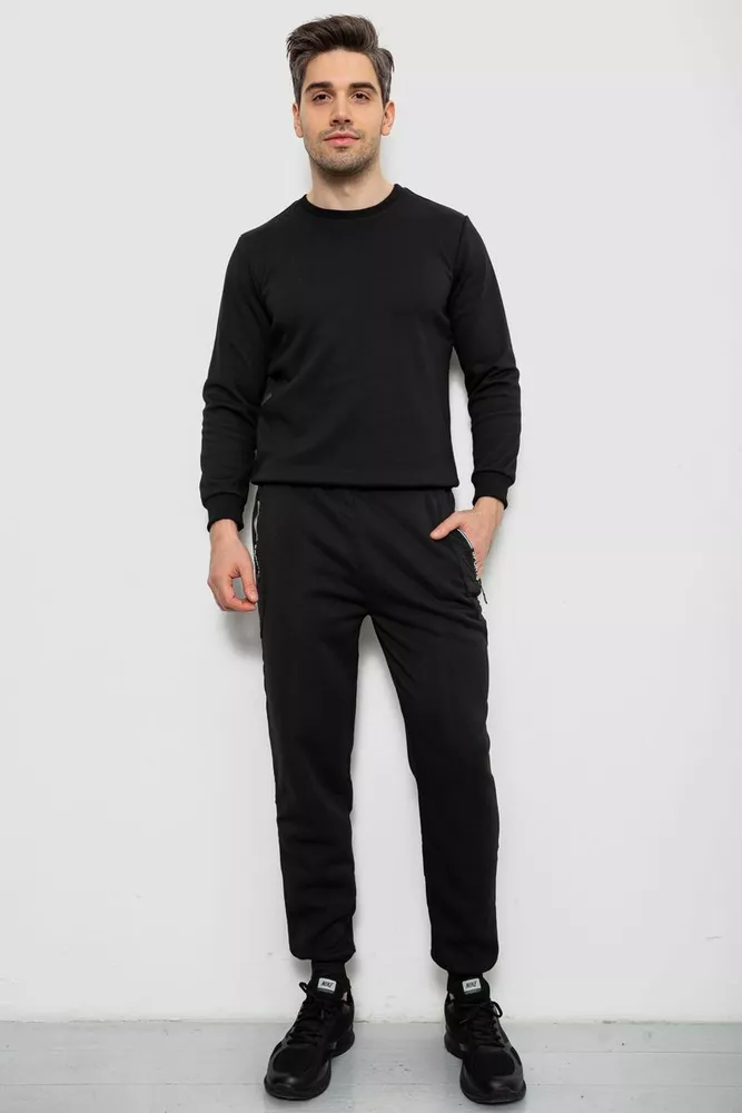 Купить Спортивные штаны мужские на флисе, цвет черный, 244R6120 - Фото №2