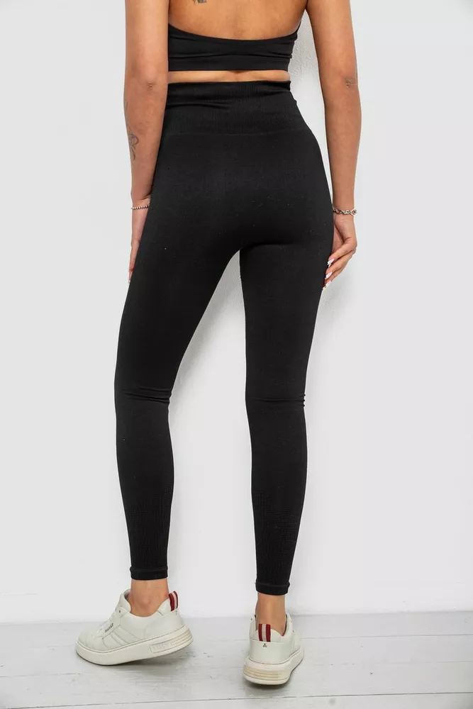 Купить Лосины женские однотонные с принтом, цвет черный, 214R932 - Фото №4