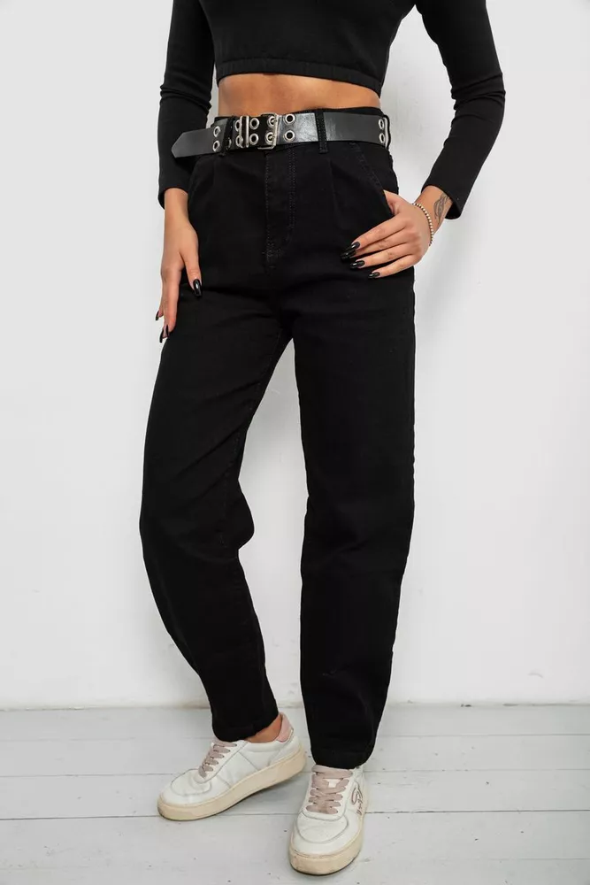 Купити Джинси жіночі однотонні Balon, колір чорний, 244R001171 - Фото №3