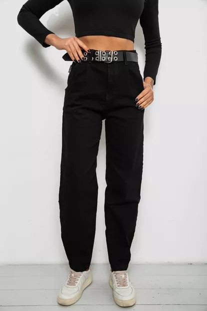 Джинсы женские однотонные Balon, цвет черный, 244R001171