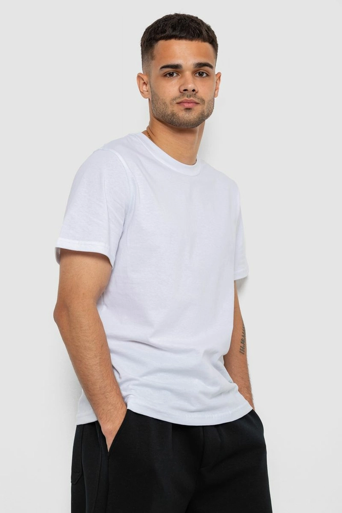 Купить Футболка мужская однотонная, цвет белый, 241R1900 - Фото №3