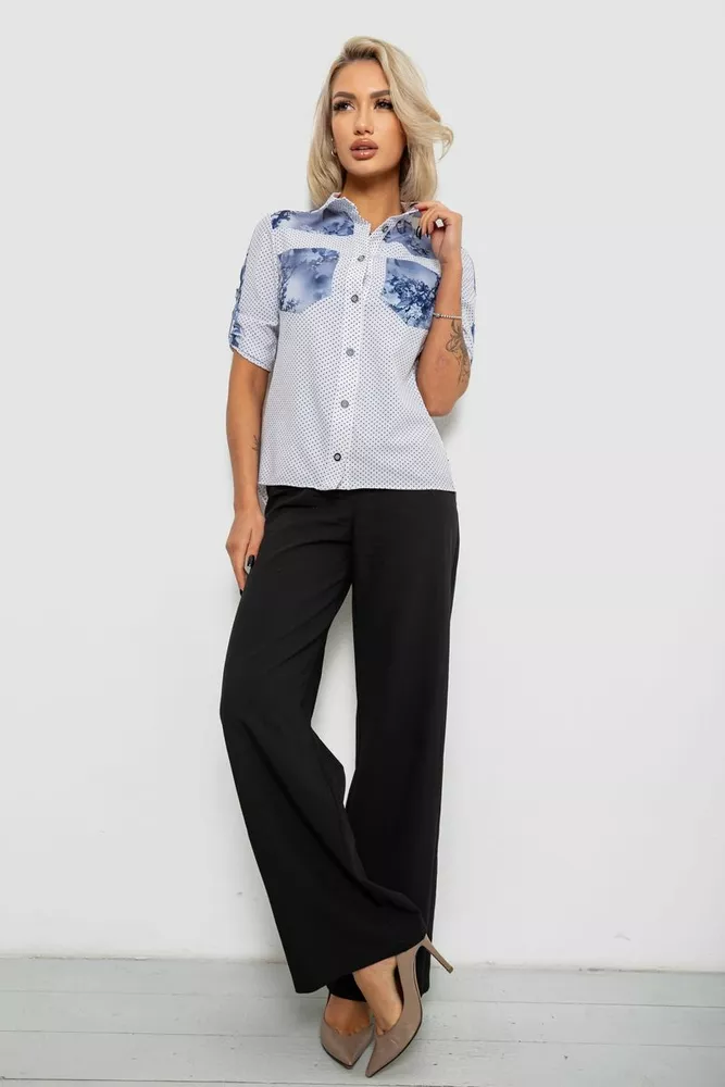 Купить Блуза в горошек с принтом, цвет белый, 230R7215-1 - Фото №2