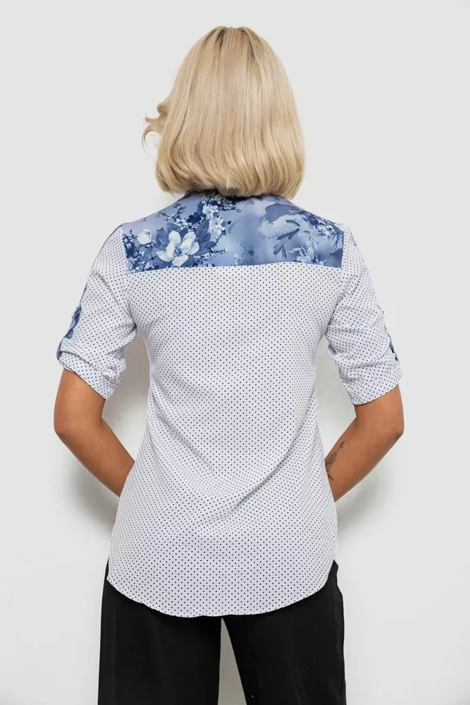 Купить Блуза в горошек с принтом, цвет белый, 230R7215-1 - Фото №4