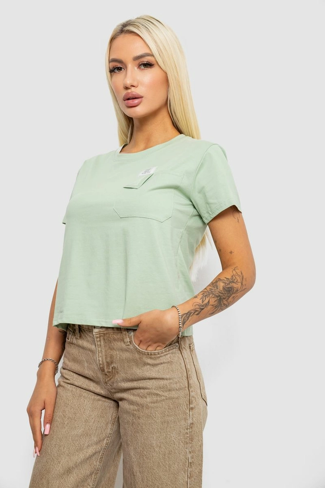 Купити Футболка жіноча з принтом, колір оливковий, 221R330 - Фото №3