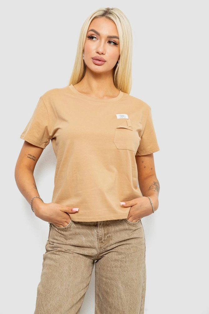 Купити Футболка жіноча з принтом, колір бежевий, 221R330 - Фото №1