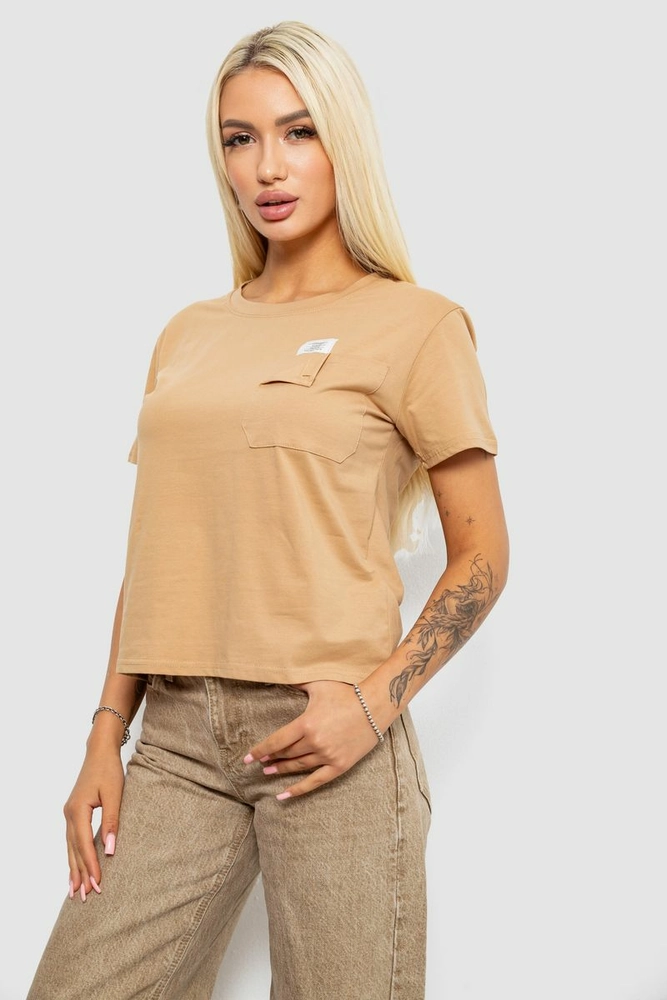 Купити Футболка жіноча з принтом, колір бежевий, 221R330 - Фото №3