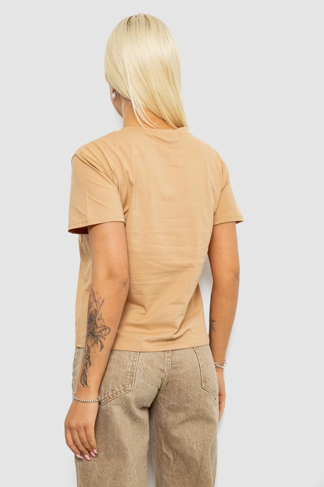 Купити Футболка жіноча з принтом, колір бежевий, 221R330 - Фото №4