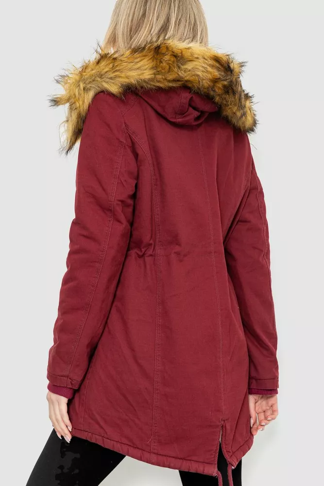 Купити Парка жіноча зимова, колір бордовий, 244R6902 - Фото №4
