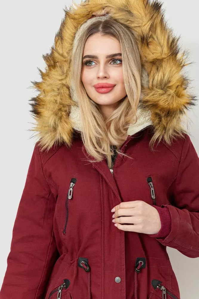 Купити Парка жіноча зимова, колір бордовий, 244R6902 - Фото №7
