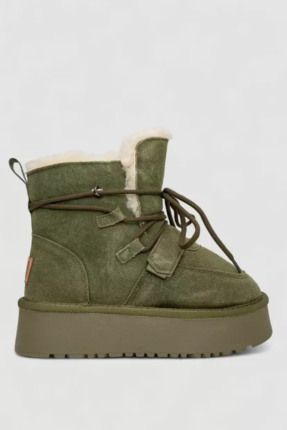 Угги женские на меху  -уценка, цвет зеленый, 243RL952-8A-U-16