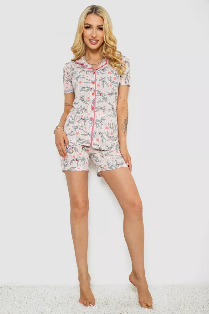 Купить Пижама женская с принтом, цвет розовый, 243R70349 - Фото №2