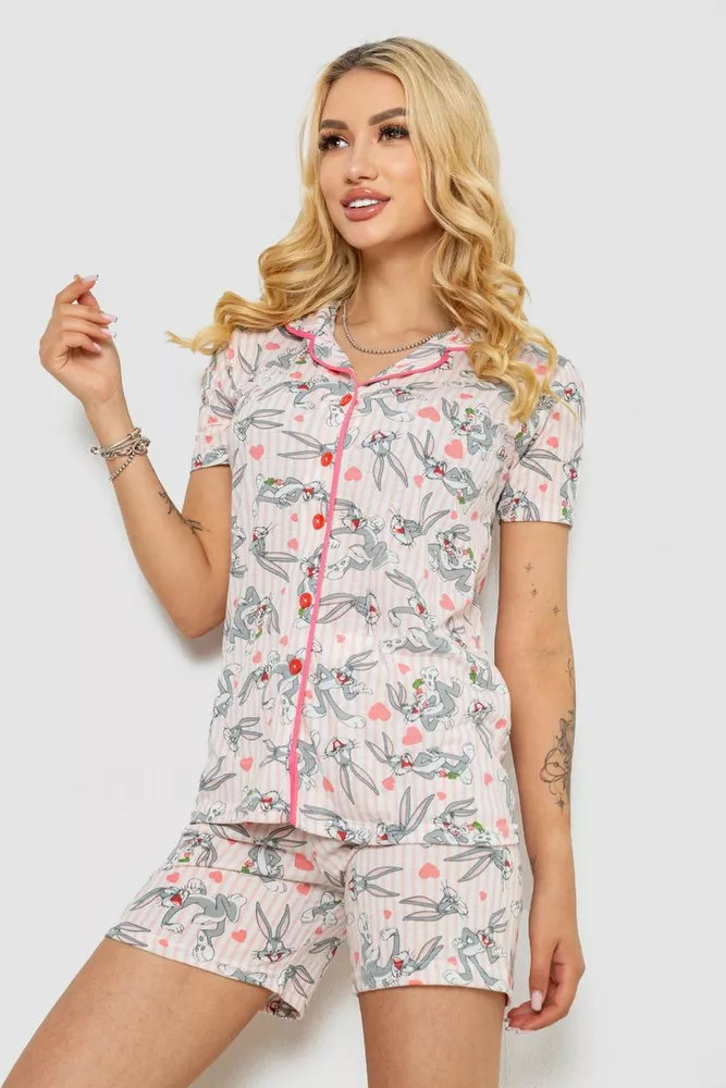 Купить Пижама женская с принтом, цвет розовый, 243R70349 - Фото №3